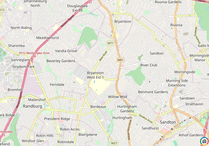 Map location of Bryanston West